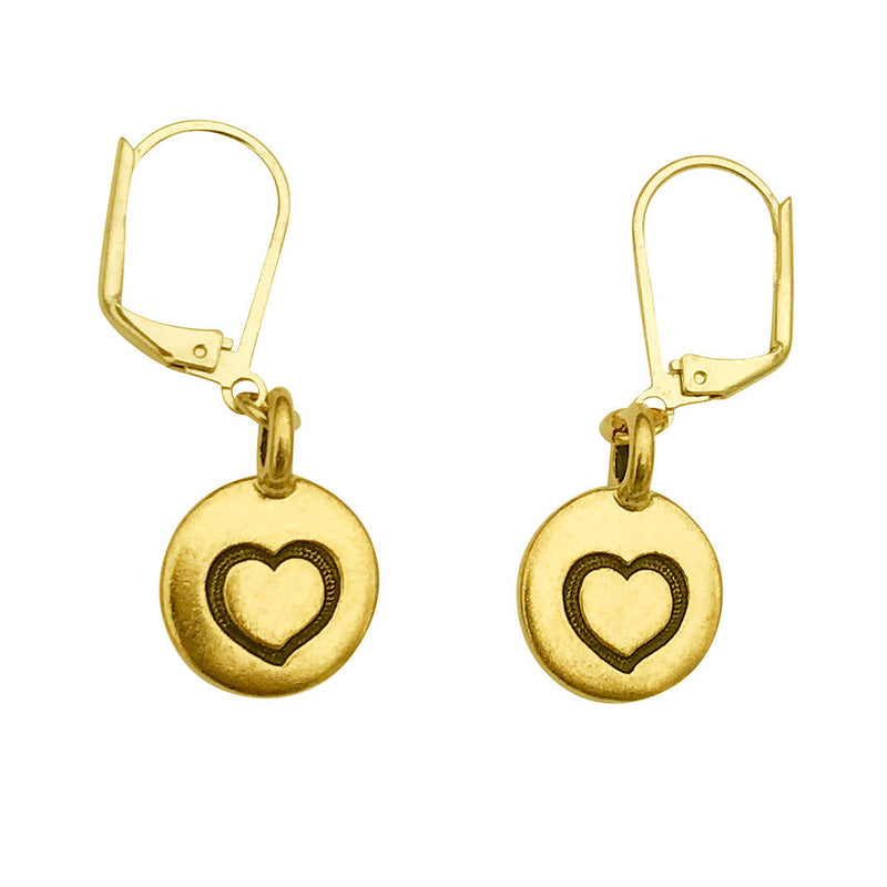 Dragonweave Heart Circle Charm Necklace and Earring Set, Gold Plated Black Leather Choker and Leverback Earrings