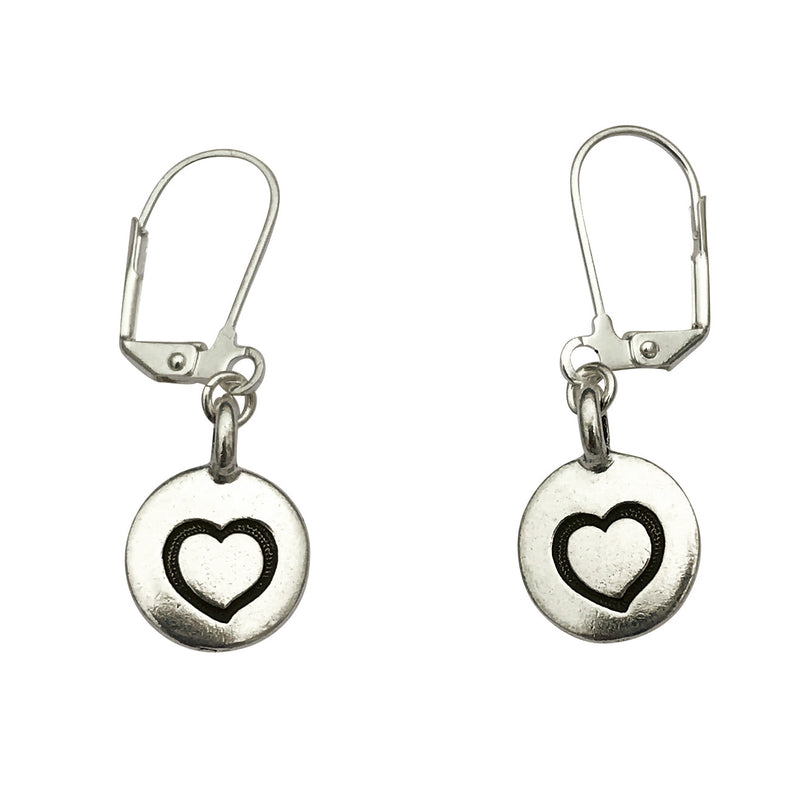 Dragonweave Heart Circle Charm Necklace and Earring Set, Silver Plated Red Leather Choker and Leverback Earrings