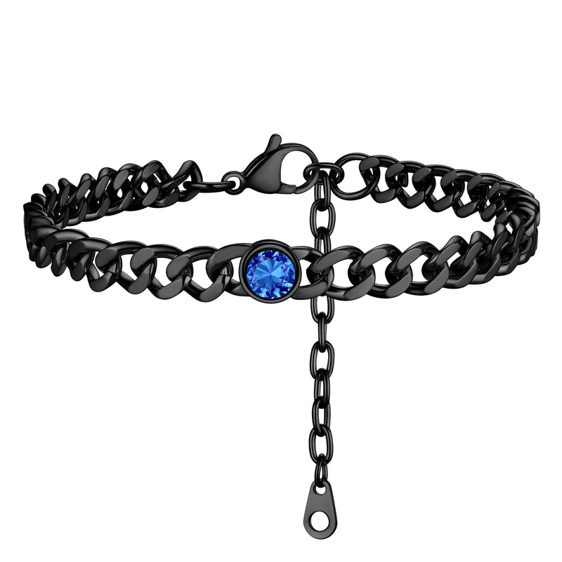 Personalized Birthstone Cuban Link Anklet for
