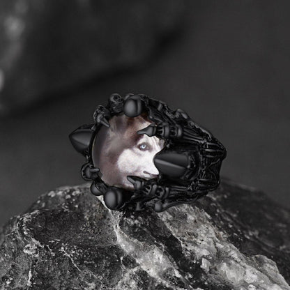 Customized Gothic Photo Dragon Claw Ring With Picture for