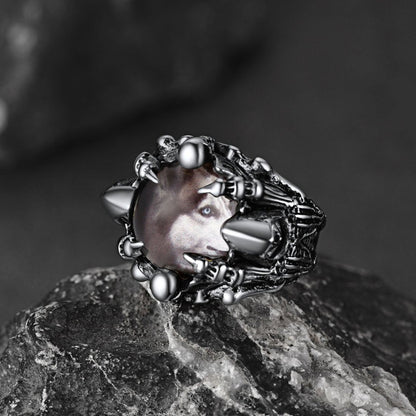 Customized Gothic Photo Dragon Claw Ring With Picture for