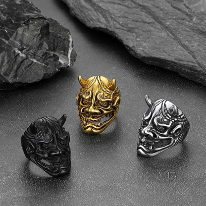 Gothic Hannya Mask Demon Ring for