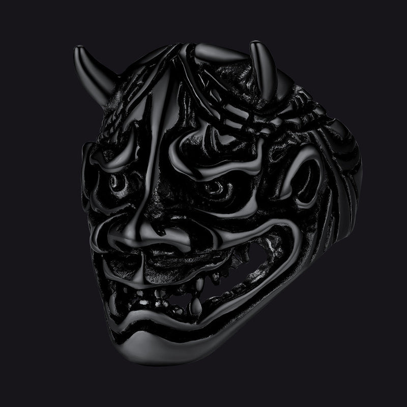 Gothic Hannya Mask Demon Ring for