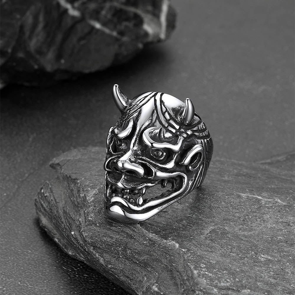 Gothic Hannya Mask Demon Ring for