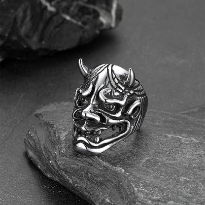 Gothic Hannya Mask Demon Ring for