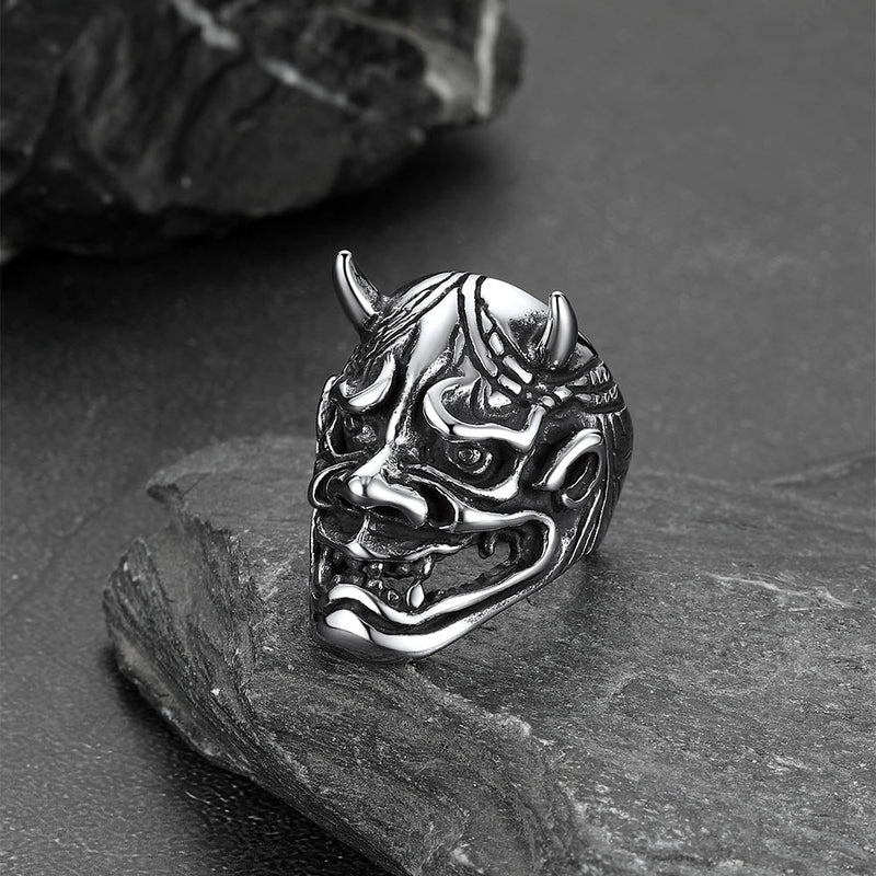 Gothic Hannya Mask Demon Ring for