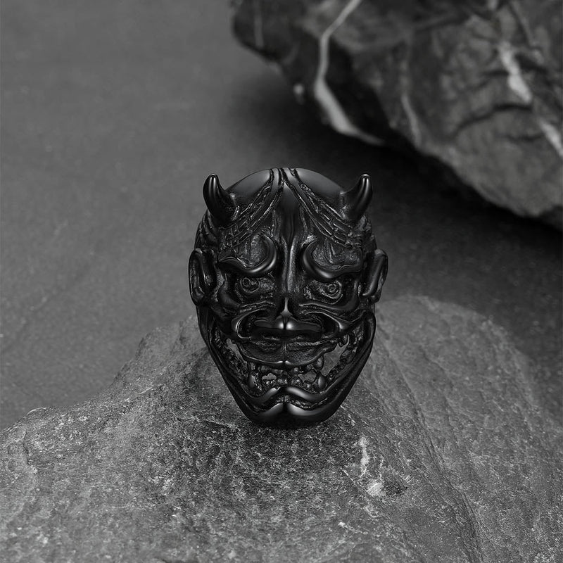 Gothic Hannya Mask Demon Ring for