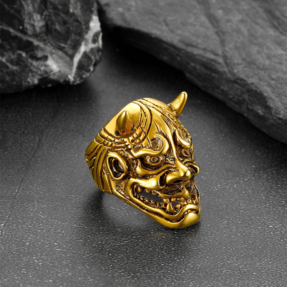 Gothic Hannya Mask Demon Ring for