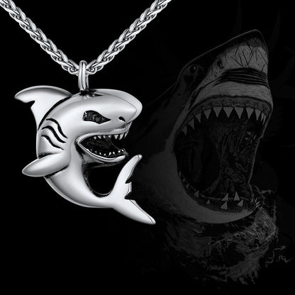 Stainless Steel Shark Pendant Necklace for