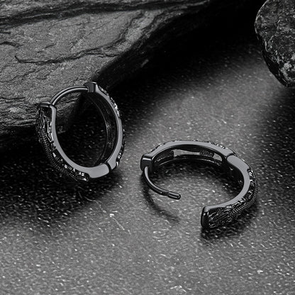 Gothic Punk Dragon Hollow Hoop Huggie Earrings for