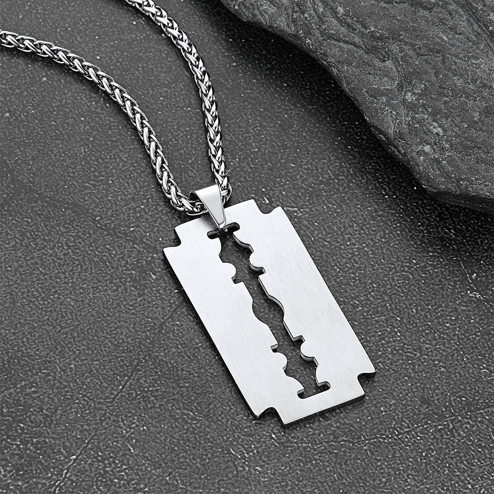 Eboy Razor Blade Dog Tag Pendant Necklace for