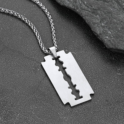 Eboy Razor Blade Dog Tag Pendant Necklace for