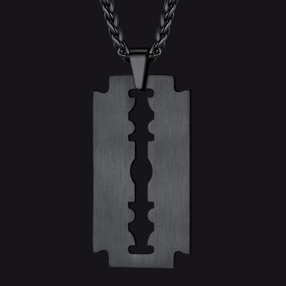 Eboy Razor Blade Dog Tag Pendant Necklace for