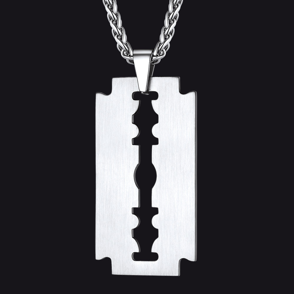 Eboy Razor Blade Dog Tag Pendant Necklace for