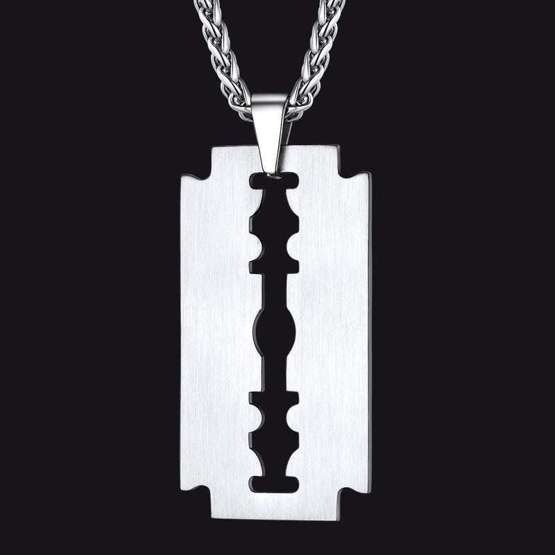 Eboy Razor Blade Dog Tag Pendant Necklace for
