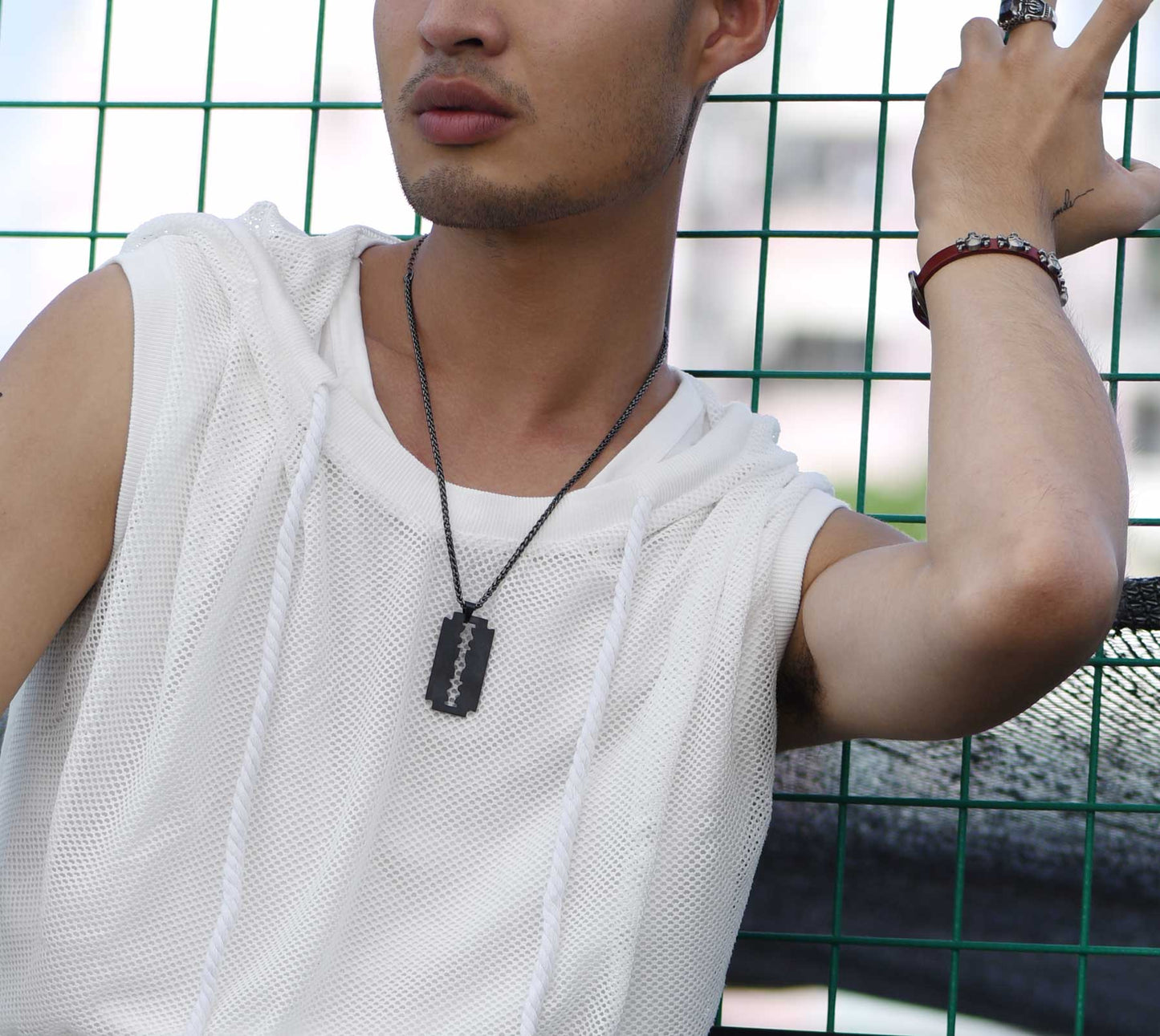 Eboy Razor Blade Dog Tag Pendant Necklace for