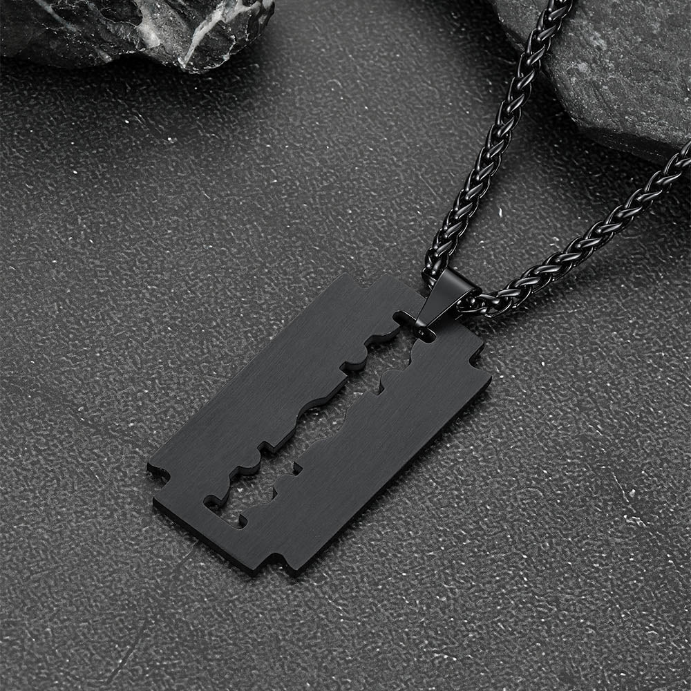 Eboy Razor Blade Dog Tag Pendant Necklace for