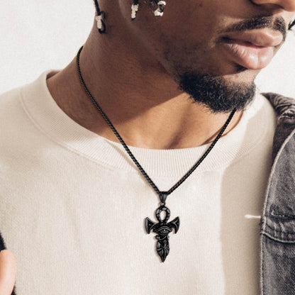 Egyptian Ankh Cross Necklace With Eye of Horus for