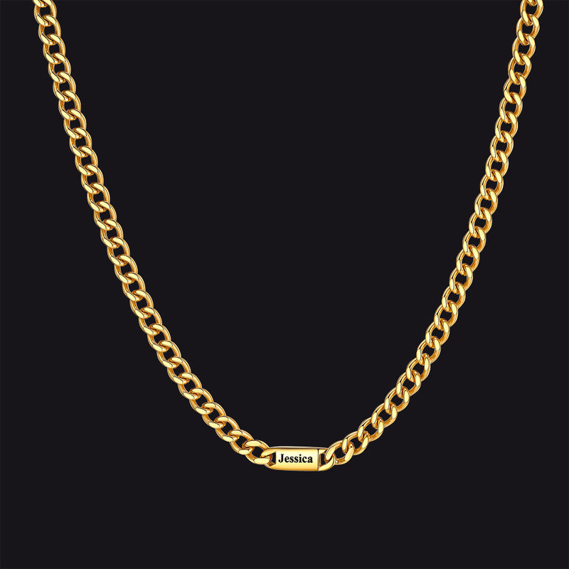 Customized Engraved Cuban Chain Name Link Necklace for