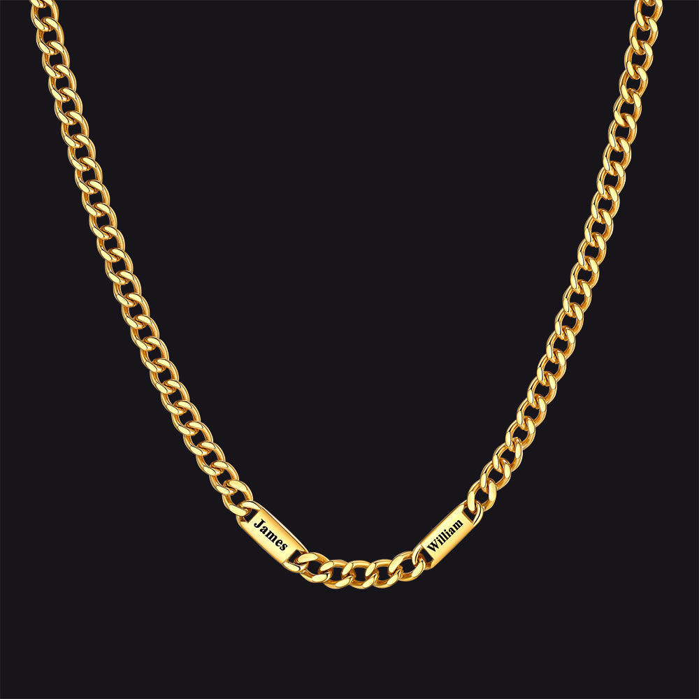 Customized Engraved Cuban Chain Name Link Necklace for