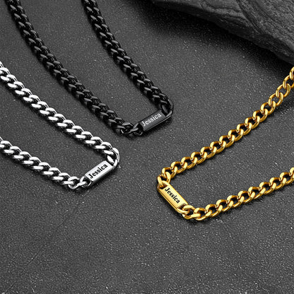 Customized Engraved Cuban Chain Name Link Necklace for