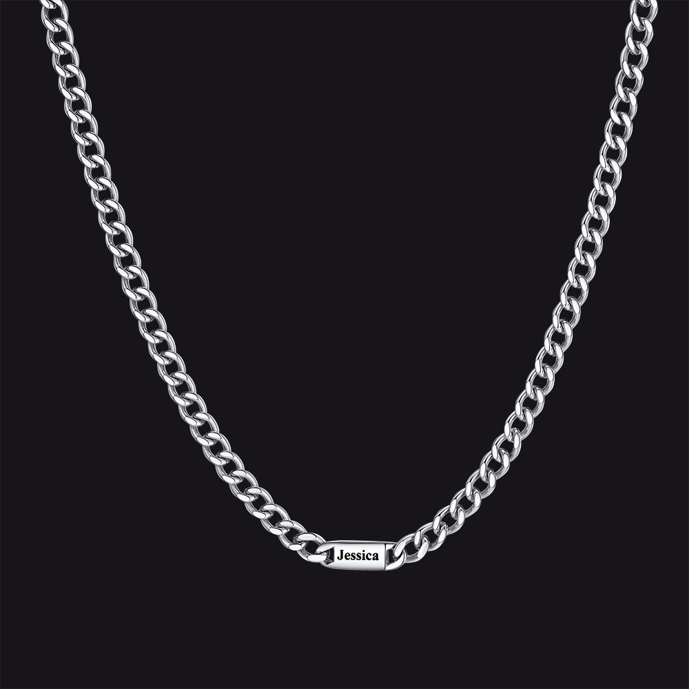 Customized Engraved Cuban Chain Name Link Necklace for