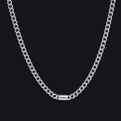Customized Engraved Cuban Chain Name Link Necklace for