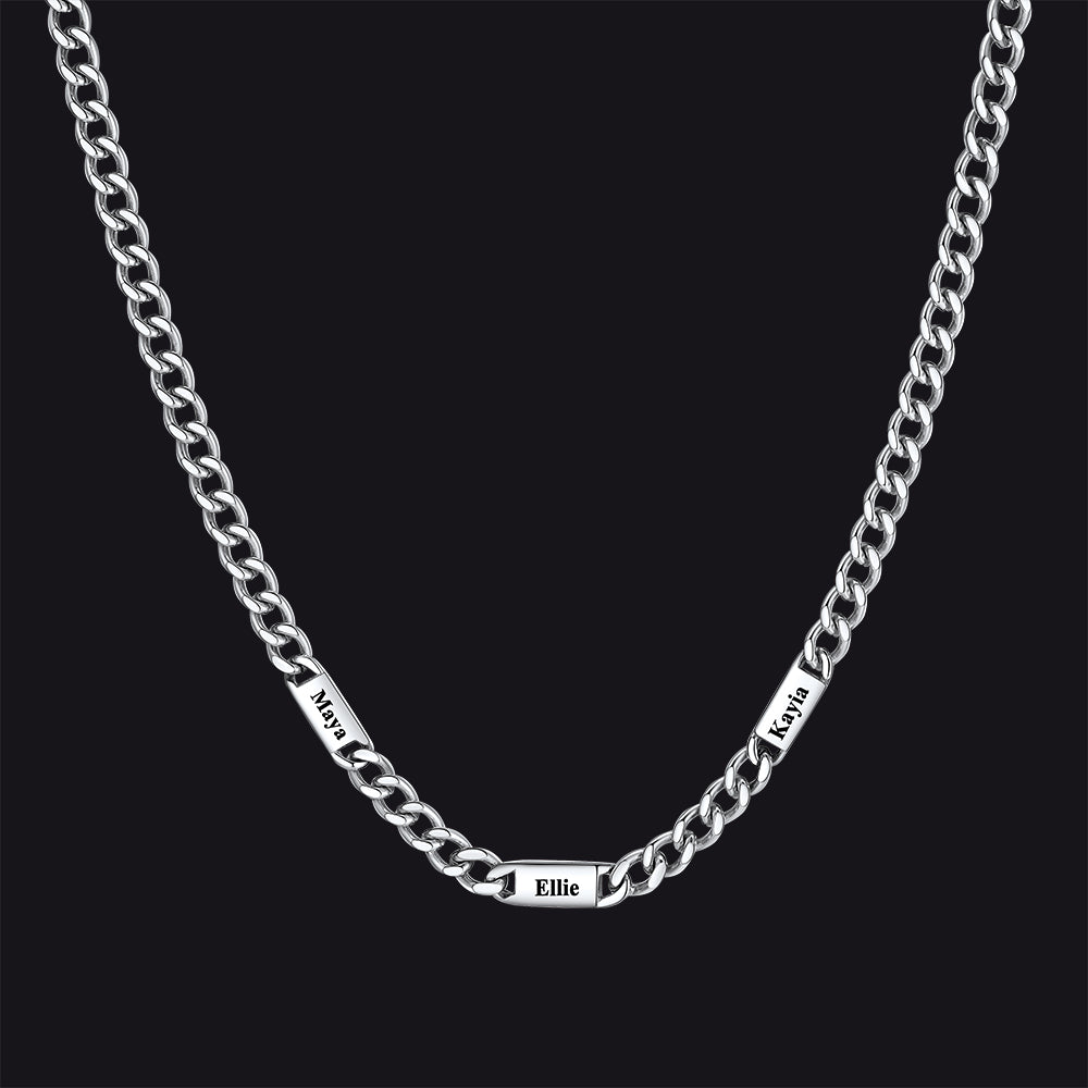 Customized Engraved Cuban Chain Name Link Necklace for