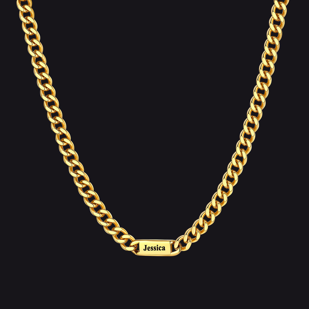 Customized Engraved Cuban Chain Name Link Necklace for