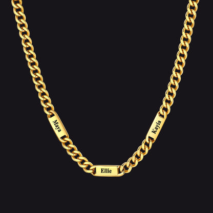 Customized Engraved Cuban Chain Name Link Necklace for