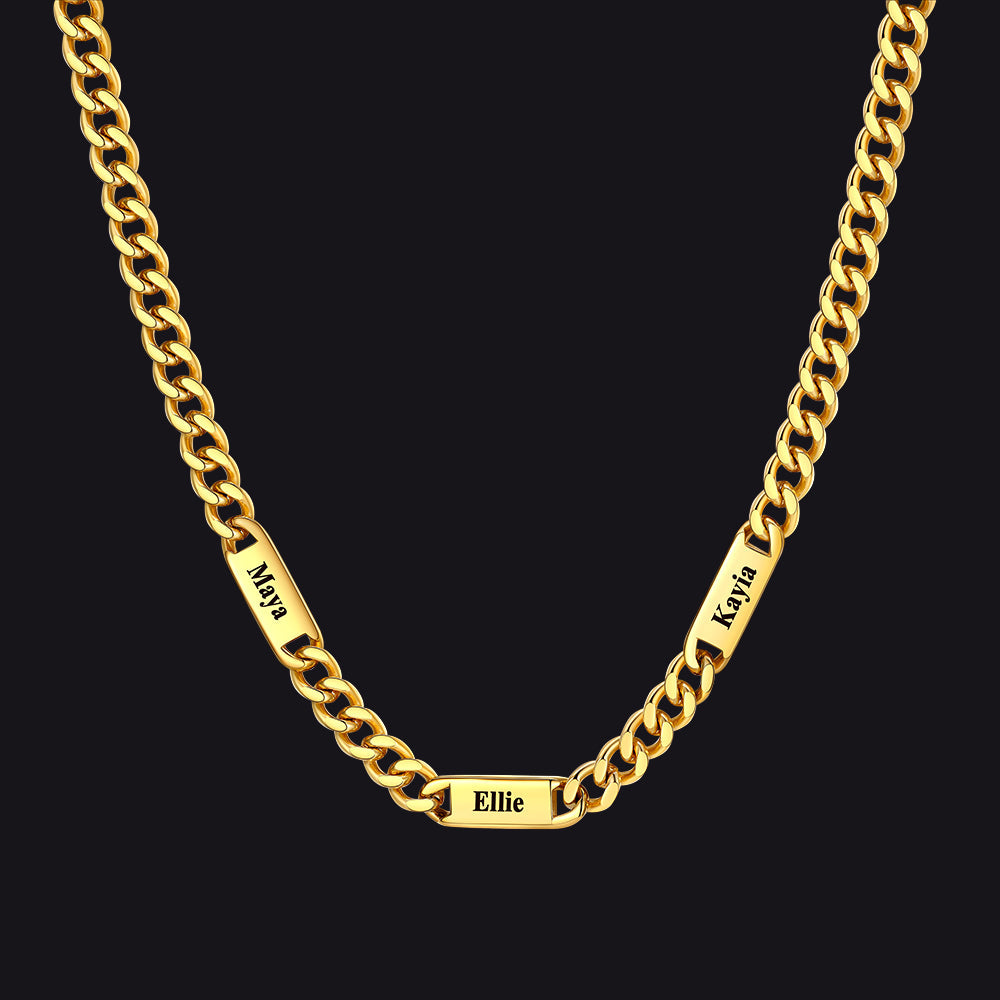 Customized Engraved Cuban Chain Name Link Necklace for