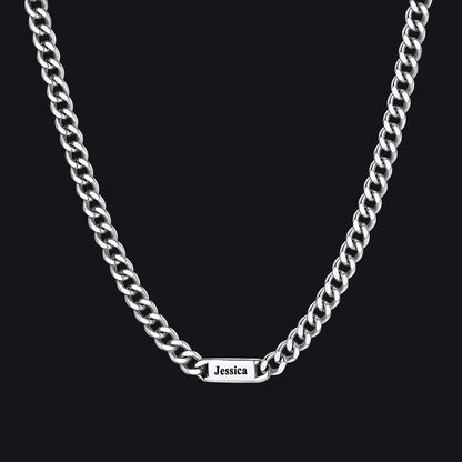 Customized Engraved Cuban Chain Name Link Necklace for