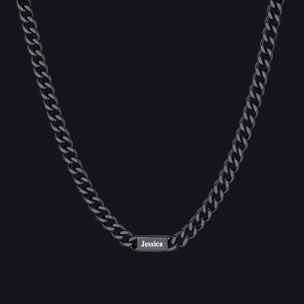 Customized Engraved Cuban Chain Name Link Necklace for