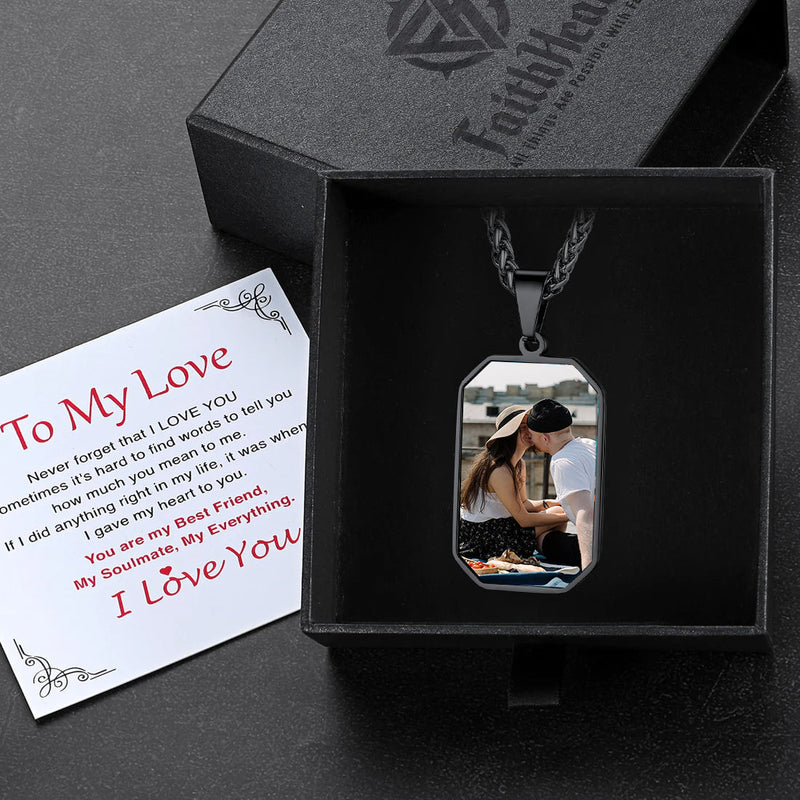 Customized Engraved Photo Dog Tag Necklace for /
