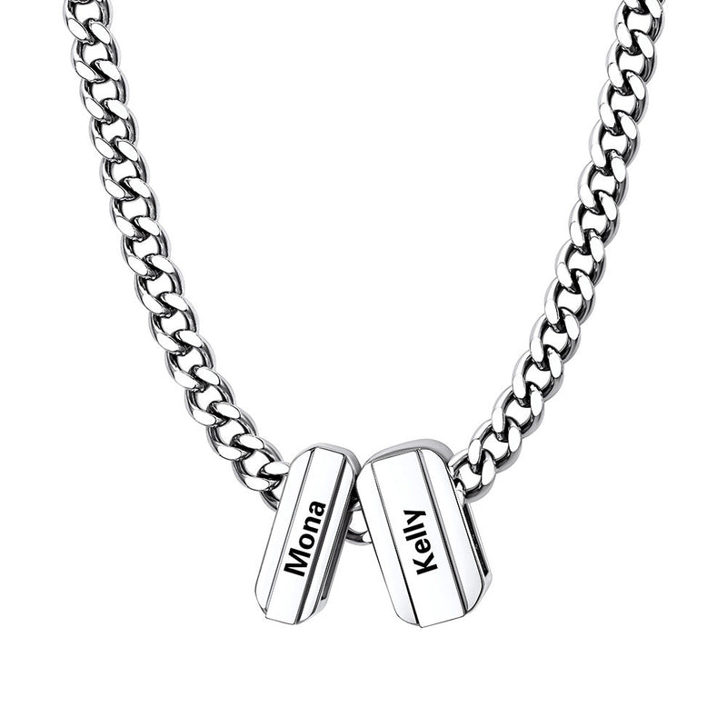 Personalized Engraved Name Chain Charm Necklace for