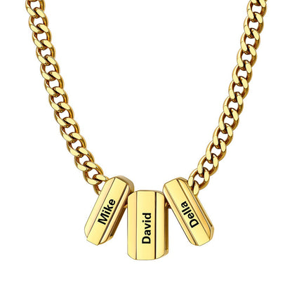 Personalized Engraved Name Chain Charm Necklace for