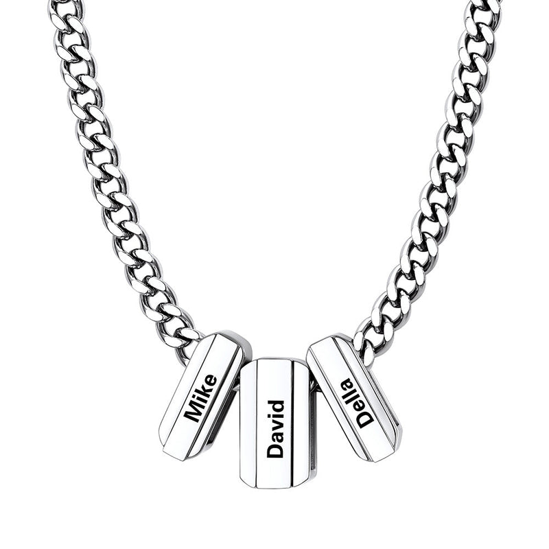 Personalized Engraved Name Chain Charm Necklace for