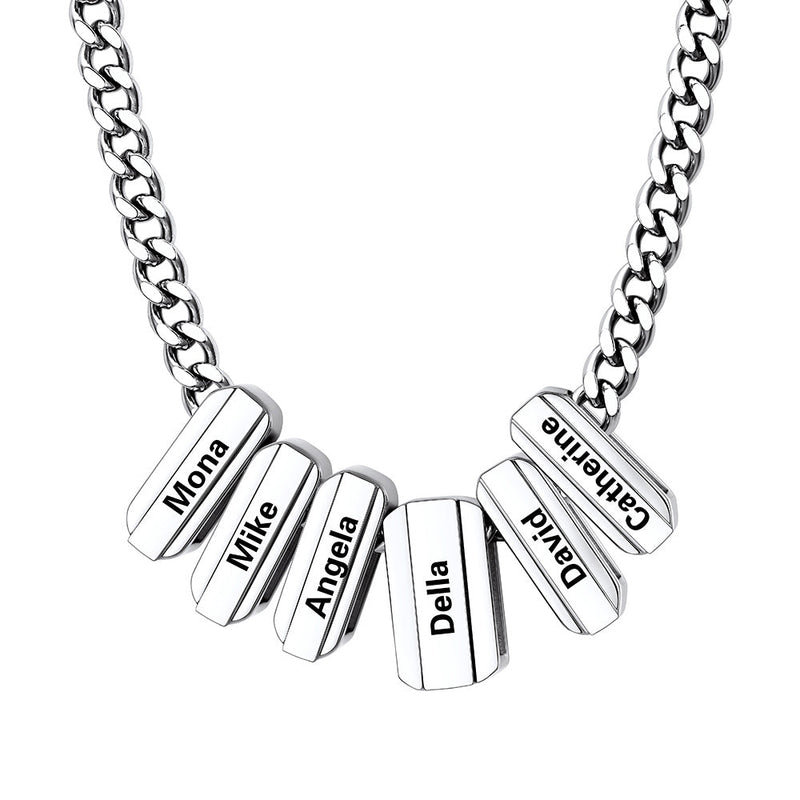 Personalized Engraved Name Chain Charm Necklace for