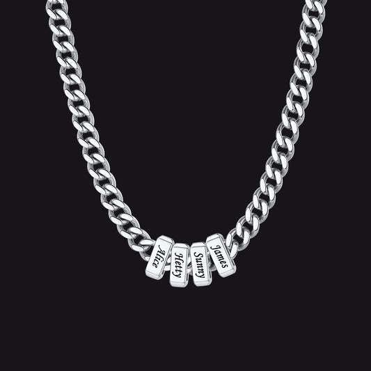Custom Multi Charm Name Cuban Link Chain Necklace for Father Gift