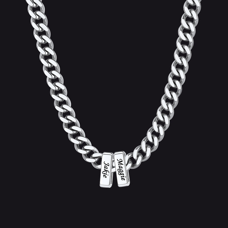 Custom Multi Charm Name Cuban Link Chain Necklace for Father Gift