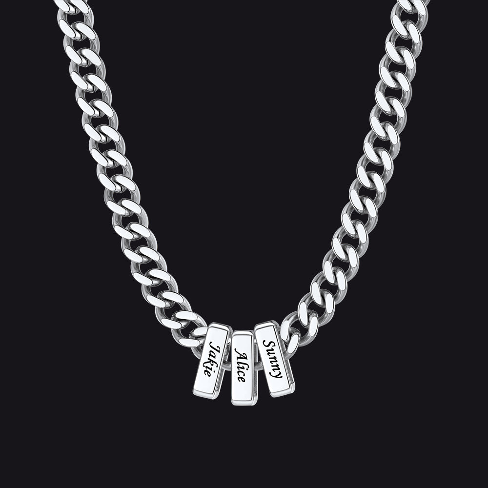 Custom Multi Charm Name Cuban Link Chain Necklace for Father Gift