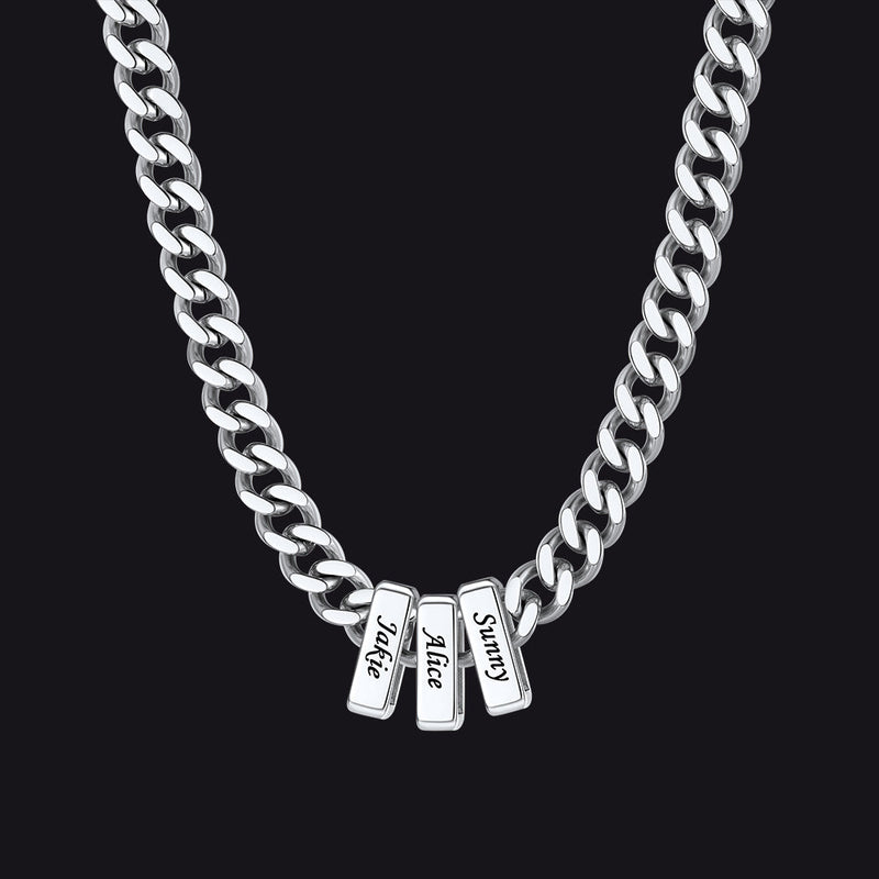Custom Multi Charm Name Cuban Link Chain Necklace for Father Gift