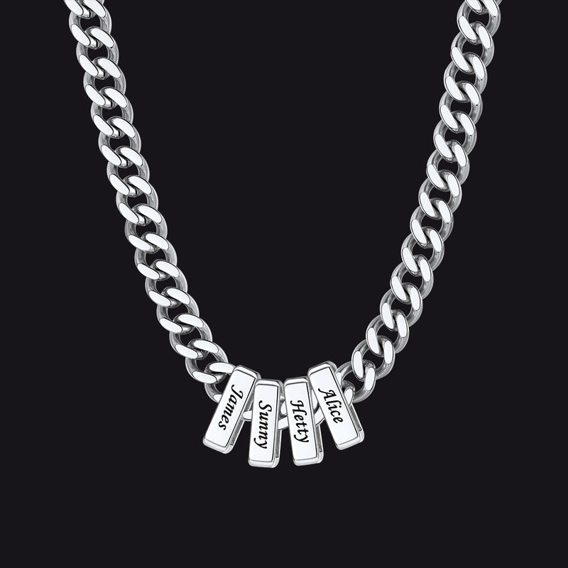 Custom Multi Charm Name Cuban Link Chain Necklace for Father Gift