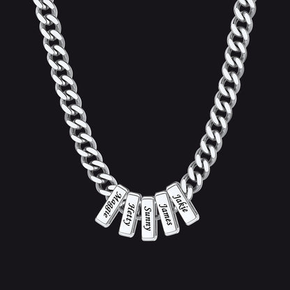 Custom Multi Charm Name Cuban Link Chain Necklace for Father Gift