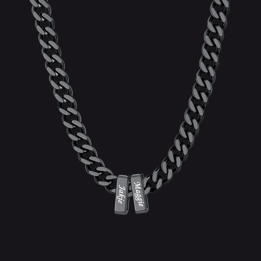 Custom Multi Charm Name Cuban Link Chain Necklace for Father Gift