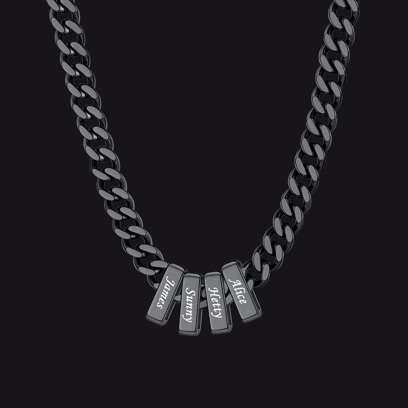 Custom Multi Charm Name Cuban Link Chain Necklace for Father Gift