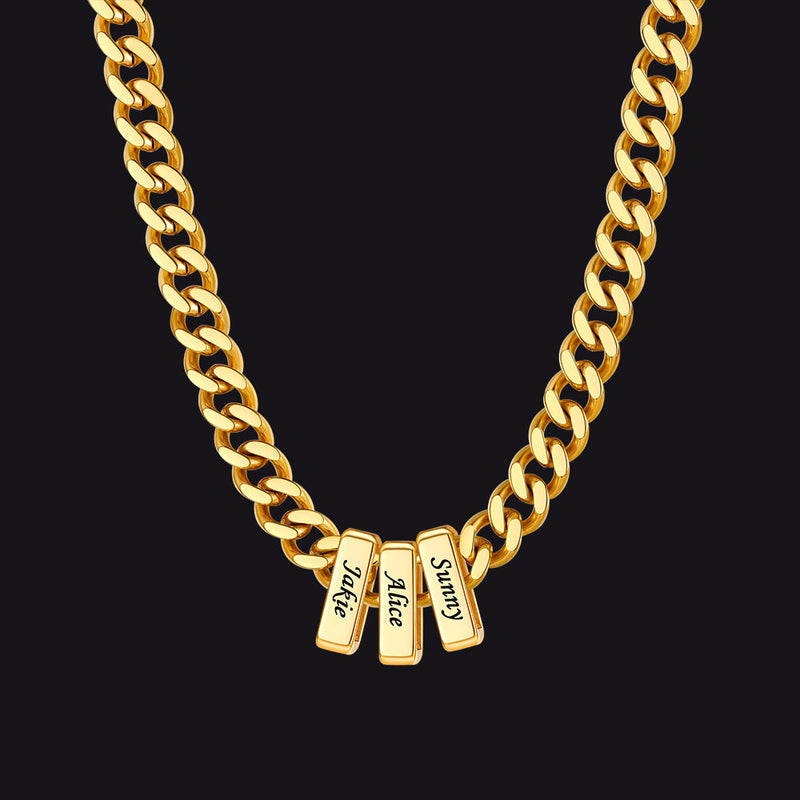 Custom Multi Charm Name Cuban Link Chain Necklace for Father Gift