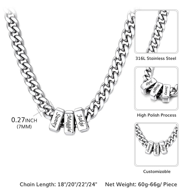 Custom Multi Charm Name Cuban Link Chain Necklace for Father Gift