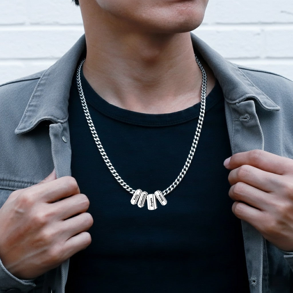 Personalized Engraved Name Chain Charm Necklace for