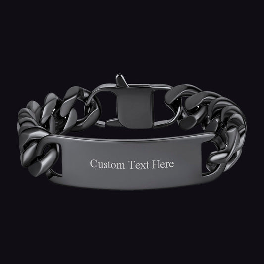Customized Engraved Id Bar Cuban Chain Link Bracelet for